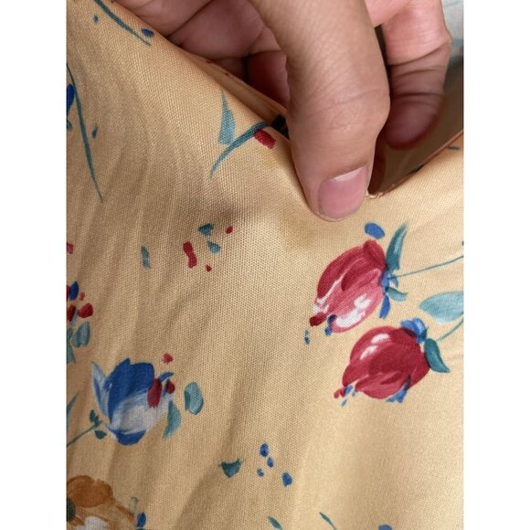 Pretty Tops Women's Vintage 70s Blouse Floral Short Sleeve Tie Yellow Spring XL - Picture 9 of 10